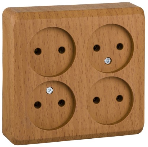 Розетка без заземления накладная Systeme Electric Этюд Дача 4-м. бук картинка